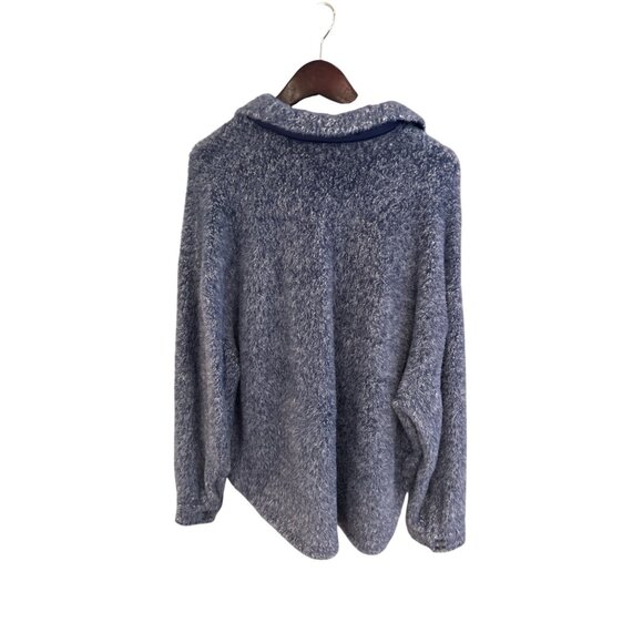 Tribal Blue Fuzzy Button-Up Shirt Jacket Women’s XXL – Soft Textured Long Sleeve - Picture 3 of 7